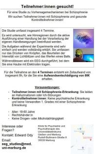 Suche StudienteilnehmerInnen mit und ohne Schizophrenie