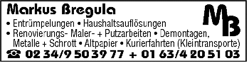 Entrümplungen Haushalts-Firmenauflösung Abbrucharbeiten u. s. w.