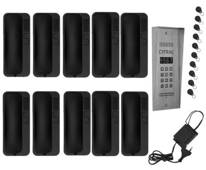 Sprechanlage Klingelanlage Türsprechanlage 10 Teilnehmer Stahl RFID Schlüssel