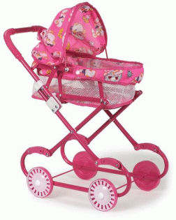 Kinderpuppenwagen und Zubehör an