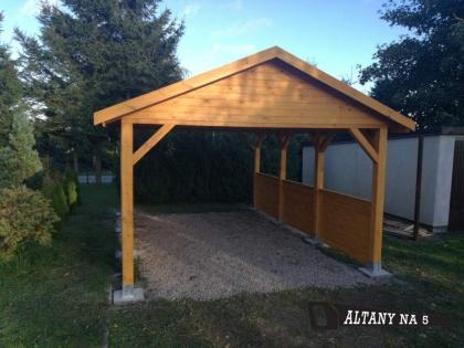 GARAGENVORDACH HOLZÜBERDACHUNG FÜR AUTO KLEBEDACH MIT IMPRÄGNIERUNG HOLZ 3 5x5m