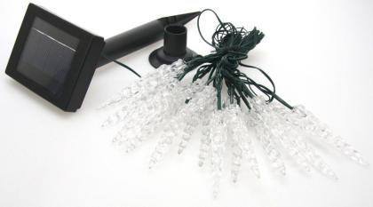 LED Solar-Lichterkette mit 20 weiß leuchtenden Eiszapfen