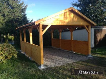 Garagenvordach 3. 5m x 5m HOLZÜBERDACHUNG FÜR AUTO BITUMENSCHINDELN