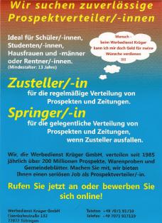 Austräger für Werbeprospekte m/w in 72336 Balingen-Stockenhausen gesucht