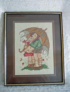 Hummel-Bild gestickt echte Handarbeit
