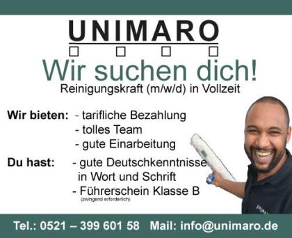 Reinigungskraft m/ w/ d ab sofort in Vollzeit gesucht
