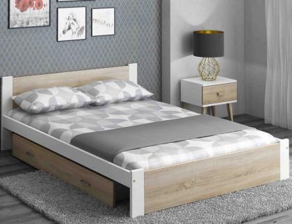 Bett aua Kiefernholz mit Lattenrost MDF-Platte Einzelbett Doppelbett Schlafzimme