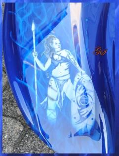 Airbrush Auto Motorhaube Motiv Keltische Kriegerin
