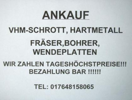 Ankauf VHM Schrott Hartmetall Fräser Bohrer Wendeplatten Neu Gebraucht