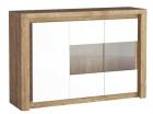 Kommode mit Glas LIVINIO L-3 Geschirrschrank mit LED-Beleuchtung Breite 144cm