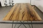 COUCHTISCH MASSIVHOLZ SCHWARZ STAHL HANDGEMACHT EPOXIDHARZ LACKIERT 180x88x78cm