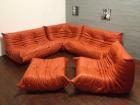 Togo Ligne Roset echtes LEDER HAMMER ORANGE 5-teilig neuwertig