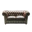 Klassisches Design Sofa im Oxford-Stil 2-Sitzer echtes Leder.